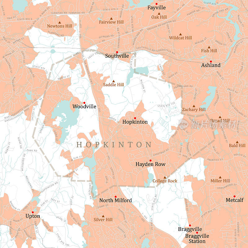 MA Middlesex Hopkinton向量路线图